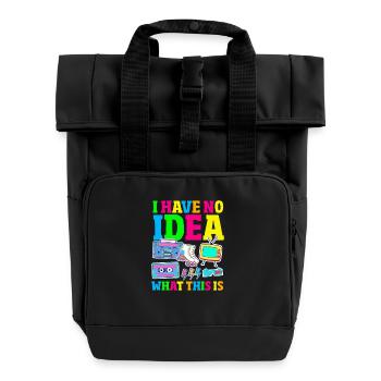 Retour rétro au design vintage des années 80 - Sac à dos Roll Top à deux anses - noir - Devant