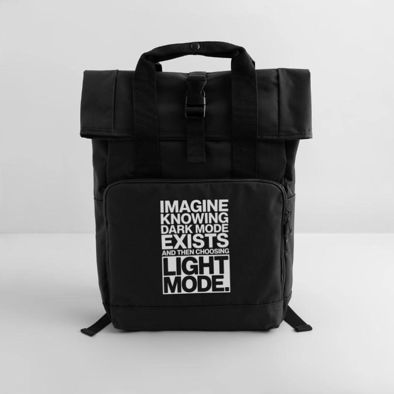 Dark Mode Exists Programmierer IT Nerd Coder Büro Rolltop Rucksack mit zwei Griffen