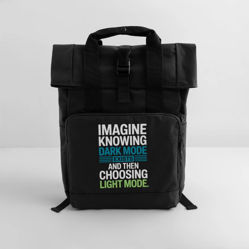 Dark Mode Exists Programmierer IT Nerd Coder Büro Rolltop Rucksack mit zwei Griffen