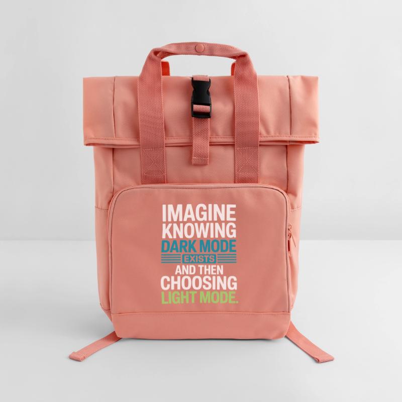 Dark Mode Exists Programmierer IT Nerd Coder Büro Rolltop Rucksack mit zwei Griffen