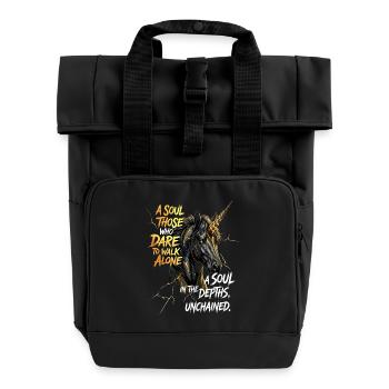 Dicton motivant du cavalier licorne à tête de cheval - Sac à dos Roll Top à deux anses - noir - Devant