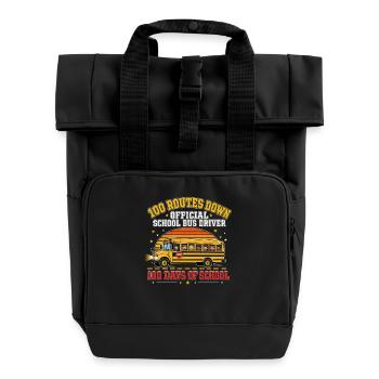 Schulbusfahrer 100 Routen hundert Tage Held - Rolltop Rucksack mit zwei Griffen - Schwarz - Vorne