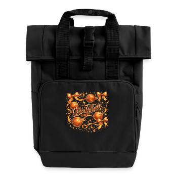 Vintage Basketball Bows | Trendy Sport Style - Roll Top Backpack with Two Handles - black - Front