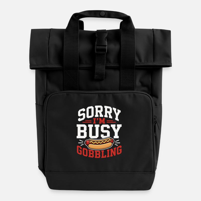 Glizzy Gobbler Würstchen Liebhaber Mit Humor - Rolltop Rucksack mit zwei Griffen - Schwarz