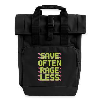 Game Developer Save Often Rage Less Web Developer - Rolltop Rucksack mit zwei Griffen - Schwarz - Vorne