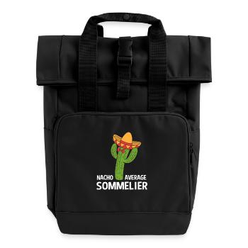 Wein Sommelier - Rolltop Rucksack mit zwei Griffen - Schwarz - Vorne