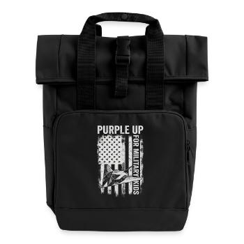 Purple Military Kids Stealth Jet Military Kid - Roll Top Backpack with Two Handles - black - Front