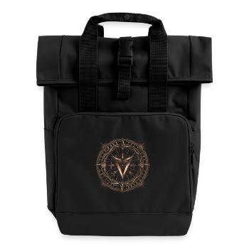 Kosmische Kompassrunen - Rolltop Rucksack mit zwei Griffen - Schwarz - Vorne