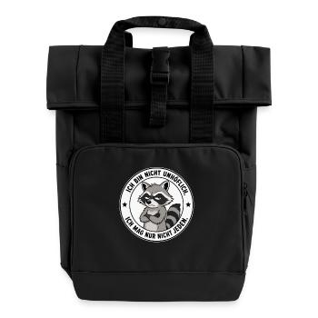 Zorniger Waschbär Spruch - Rolltop Rucksack mit zwei Griffen - Schwarz - Vorne
