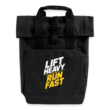 Lift Heavy Run Fast Gym Weight Training Workout Fitness - Roll Top Backpack with Two Handles - black - Front