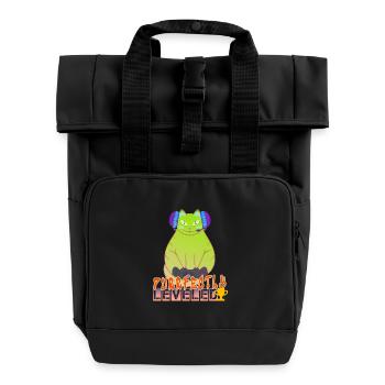 Purrfectly Leveled Gaming Cat - Roll Top Backpack with Two Handles - black - Front