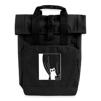Black and White Cats - Roll Top Backpack with Two Handles - black - Front