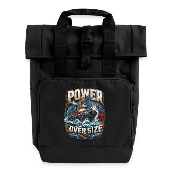 Tugboats Tugboats Power Over Size - Roll Top Backpack with Two Handles - black - Front