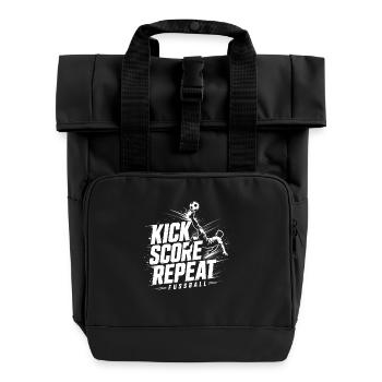 Fußball Kick Score Repeat Motiv - Rolltop Rucksack mit zwei Griffen - Schwarz - Vorne