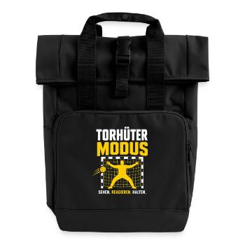 Torhüter Modus Handball Motiv - Rolltop Rucksack mit zwei Griffen - Schwarz - Vorne