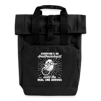 Anesthesiologist One Arrives Anesthesia - Roll Top Backpack with Two Handles - black - Front