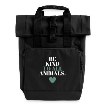 Be kind to all animals - Roll Top Backpack with Two Handles - black - Front