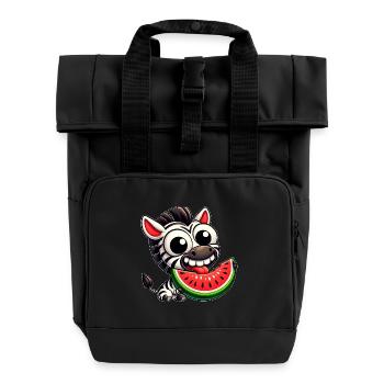 Süßes Zebra fruchtig große Augen Sommer - Rolltop Rucksack mit zwei Griffen - Schwarz - Vorne