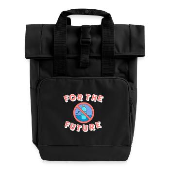 Naturschutz Plastik Klimawandel - Rolltop Rucksack mit zwei Griffen - Schwarz - Vorne