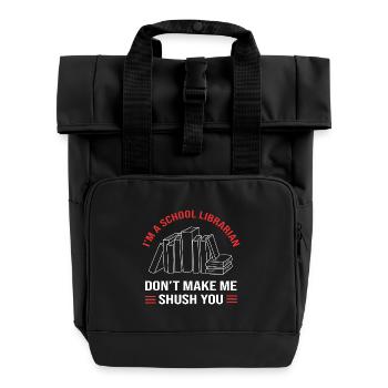 Leseratte Bibliothek Lesen - Rolltop Rucksack mit zwei Griffen - Schwarz - Vorne