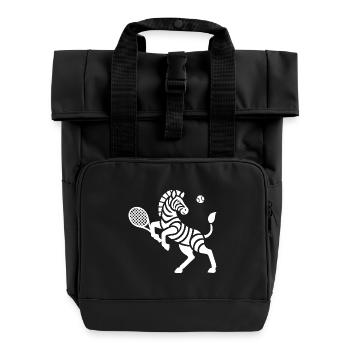 Zebra Tennis Silhouette Minimalistisches Design - Rolltop Rucksack mit zwei Griffen - Schwarz - Vorne