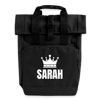Sarah Krone Prinzessin Geburtstag - Rolltop Rucksack mit zwei Griffen - Schwarz - Vorne