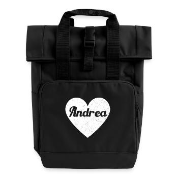 Andrea Nom Grand Coeur Amour Cadeau Graphique - Sac à dos Roll Top à deux anses - noir - Devant