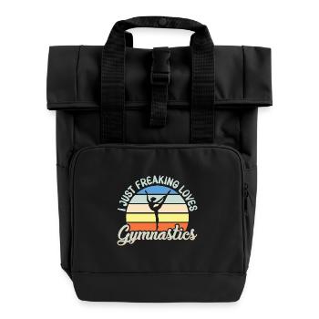 Gymnastik Training Fitness Gym - Rolltop Rucksack mit zwei Griffen - Schwarz - Vorne