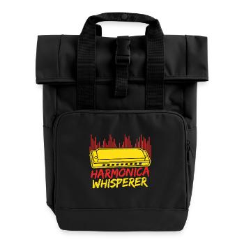 Funny Harmonica Player Whisperer Harmonica - Rolltop Rucksack mit zwei Griffen - Schwarz - Vorne