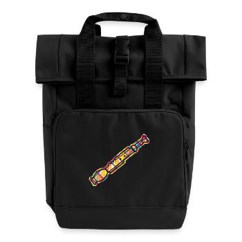 Oboe Geometric - Roll Top Backpack with Two Handles - black - Front