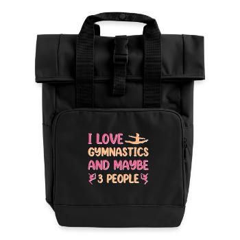 Gymnastik Training Fitness Gym - Rolltop Rucksack mit zwei Griffen - Schwarz - Vorne