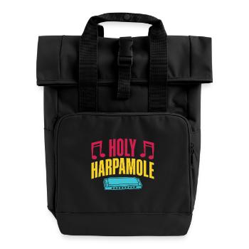 Funny Harmonica Player Holy Harpamole Harmonica - Rolltop Rucksack mit zwei Griffen - Schwarz - Vorne