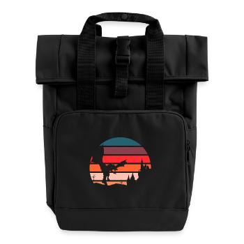Retro Drache - Fantasy 80er 90er Vintage Design - Rolltop Rucksack mit zwei Griffen - Schwarz - Vorne