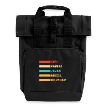 Leseratte Bibliothek Lesen - Rolltop Rucksack mit zwei Griffen - Schwarz - Vorne
