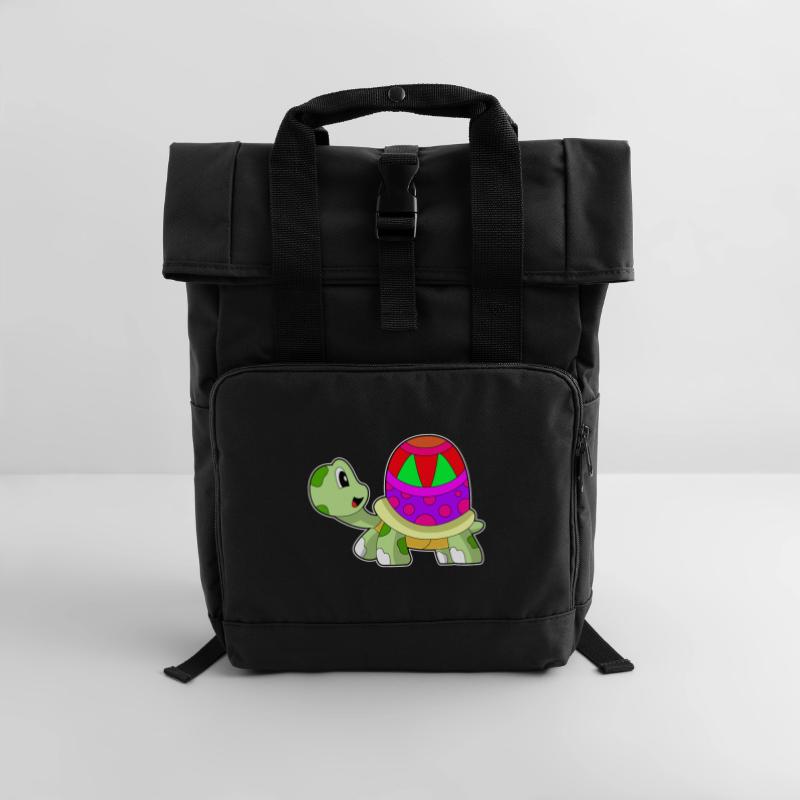 Turtle Easter Egg Roll Top Backpack with Two Handles