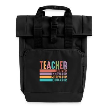 Teacher - Roll Top Backpack with Two Handles - black - Front