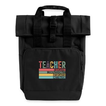 Teacher - Roll Top Backpack with Two Handles - black - Front