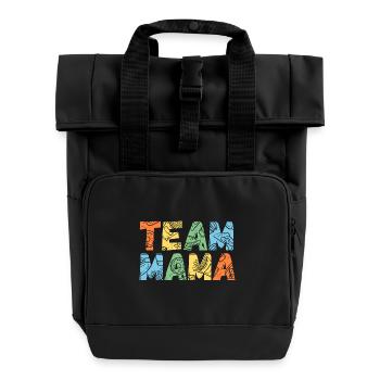 Mutter Team Mama - Rolltop Rucksack mit zwei Griffen - Schwarz - Vorne