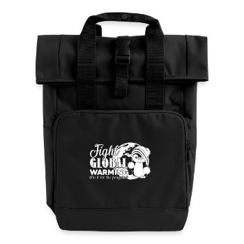 Earth Day Fight Global Warming - Roll Top Backpack with Two Handles - black - Front