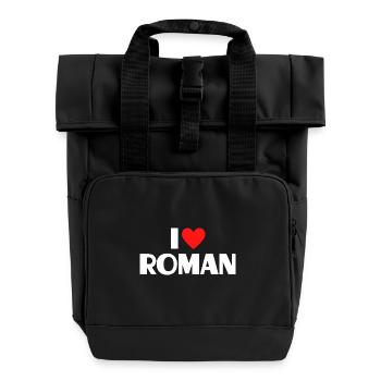 I Love Roman Red Heart Love Fan Gift - Roll Top Backpack with Two Handles - black - Front