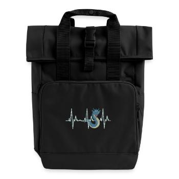 Drachen - Rolltop Rucksack mit zwei Griffen - Schwarz - Vorne