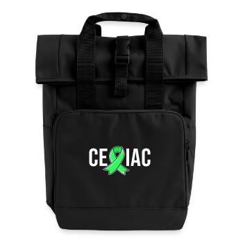 Gluten Free Celiac Disease - Roll Top Backpack with Two Handles - black - Front