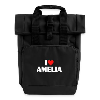 I love Amelia Rotes Herz Liebe Fan Geschenk - Rolltop Rucksack mit zwei Griffen - Schwarz - Vorne