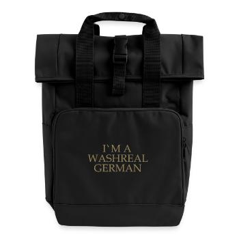 Witzige Denglisch Sprüche Waschechter Deutscher - Rolltop Rucksack mit zwei Griffen - Schwarz - Vorne