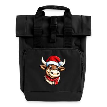 Taureau de Noël - Sac à dos Roll Top à deux anses - noir - Devant
