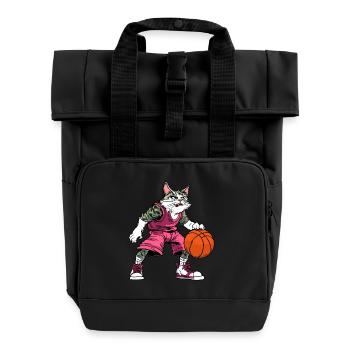 Chats Joueur de basket-ball / Chat de basket-ball - Sac à dos Roll Top à deux anses - noir - Devant