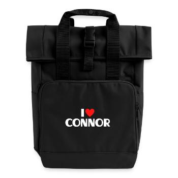 I Love Connor Red Heart Love Fan Gift - Roll Top Backpack with Two Handles - black - Front