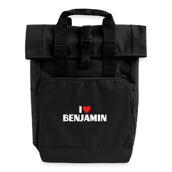 I Love Benjamin Red Heart Love Fan Gift - Roll Top Backpack with Two Handles - black - Front