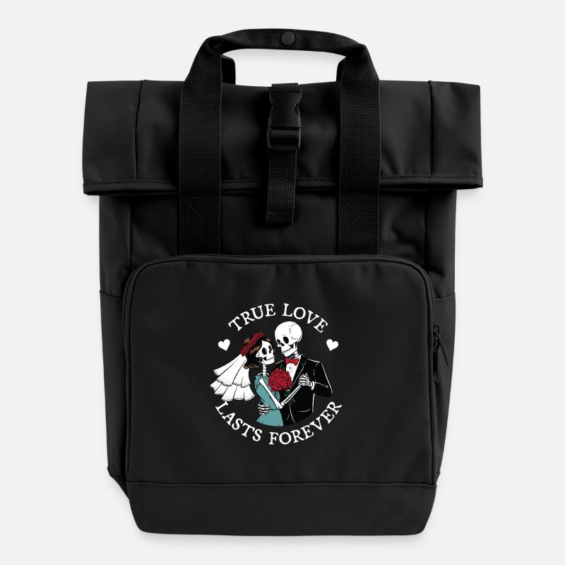 L’amour véritable dure éternellement - Sac à dos Roll Top à deux anses - noir