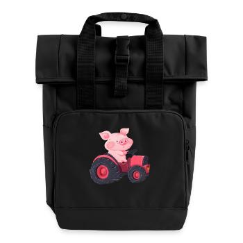 Cochon au volant : Aventure à la ferme - Sac à dos Roll Top à deux anses - noir - Devant